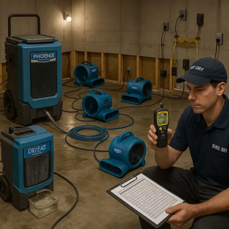 Structural Drying and Dehumidification process in West Lake Hills, TX